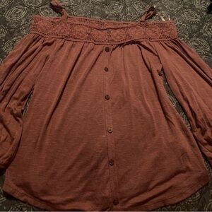 Aeropostale Women's Long Sleeve Top - Rust